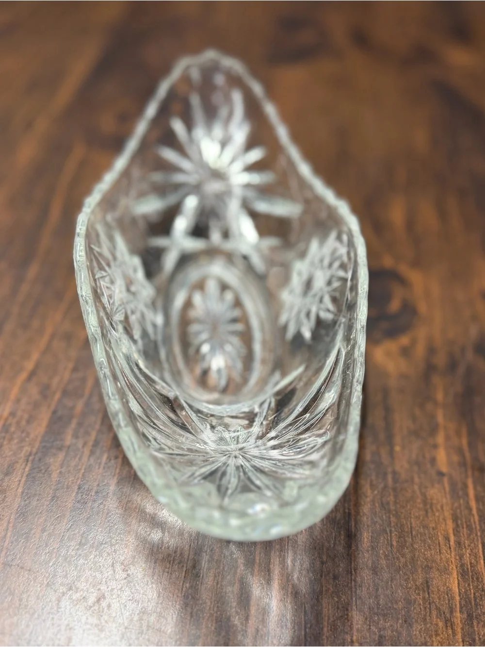 Clear Pressed Glass Decorative Serving Bowl - Classic Cut Design